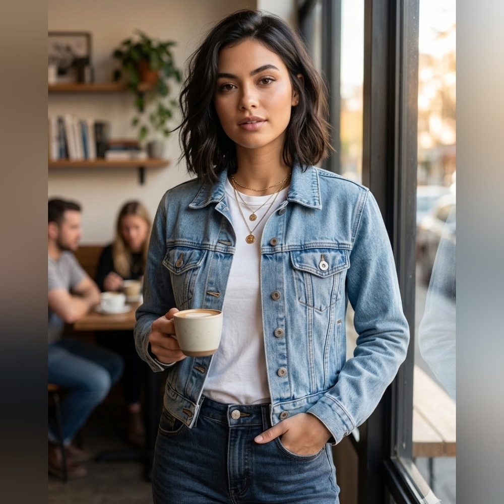 VINTAGE NEVADA Cropped Denim Jacket